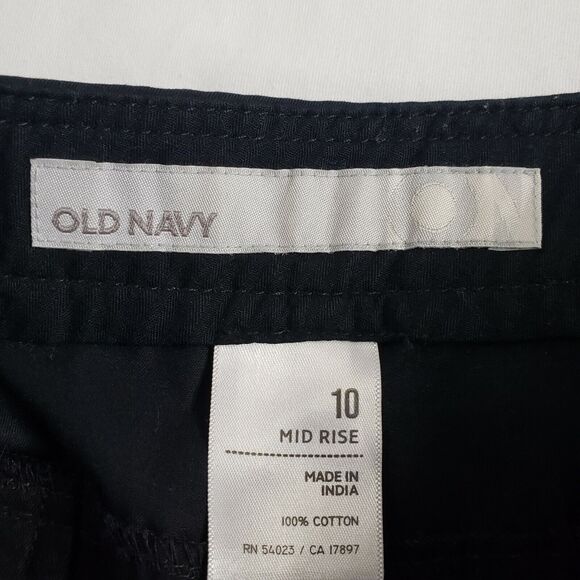 Old Navy Womens Shorts Size 10 Mid Rise Chino Black 100% Cotton Side Zip Pockets - Picture 6 of 7